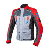 Giacca MUD MAXI, una giacca off-road grigio/rosso con protezioni integrate. Da ELEVEIT MOTOBOOTS.